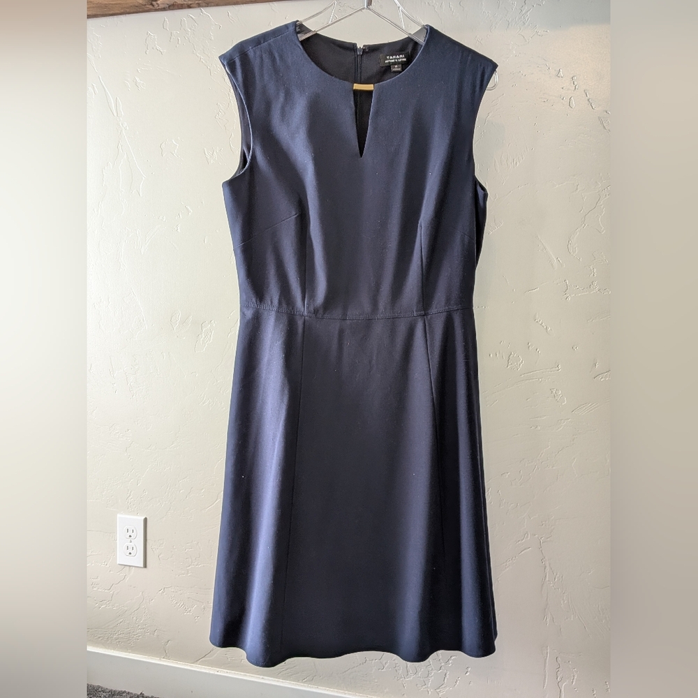 Tahari Classic Navy Midi Dress